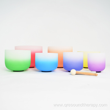 Q're 6-12 inch Colored Chakra Set of 7 Crystal Singing Bowls